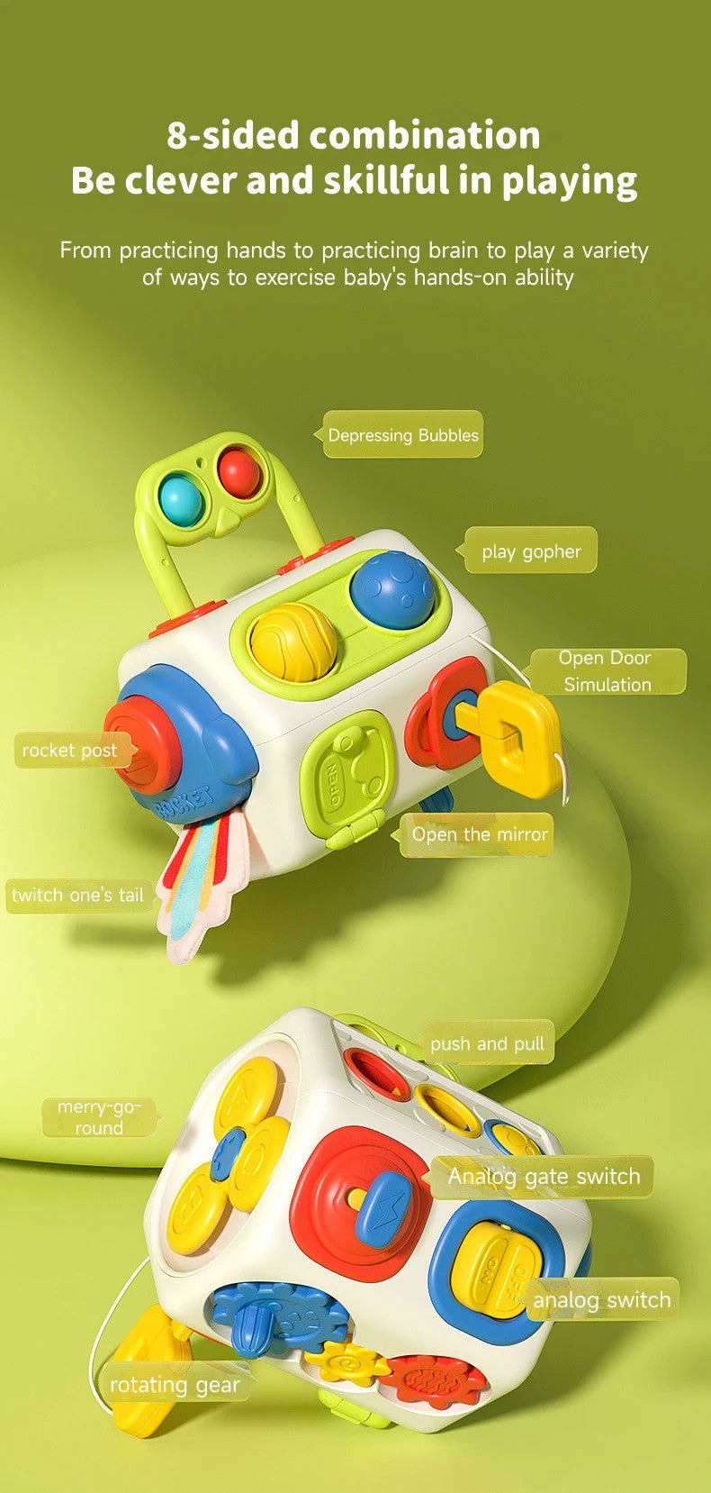 Brinquedos Cubo de Atividades Montessori para Crianças Pequenas Brinquedo Sensorial Educativo para Viagem Presente para Crianças