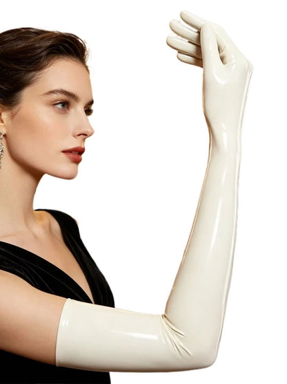 Smoky black Rubber Short Gloves Elastic Latex Gloves for Fashion Cosplay