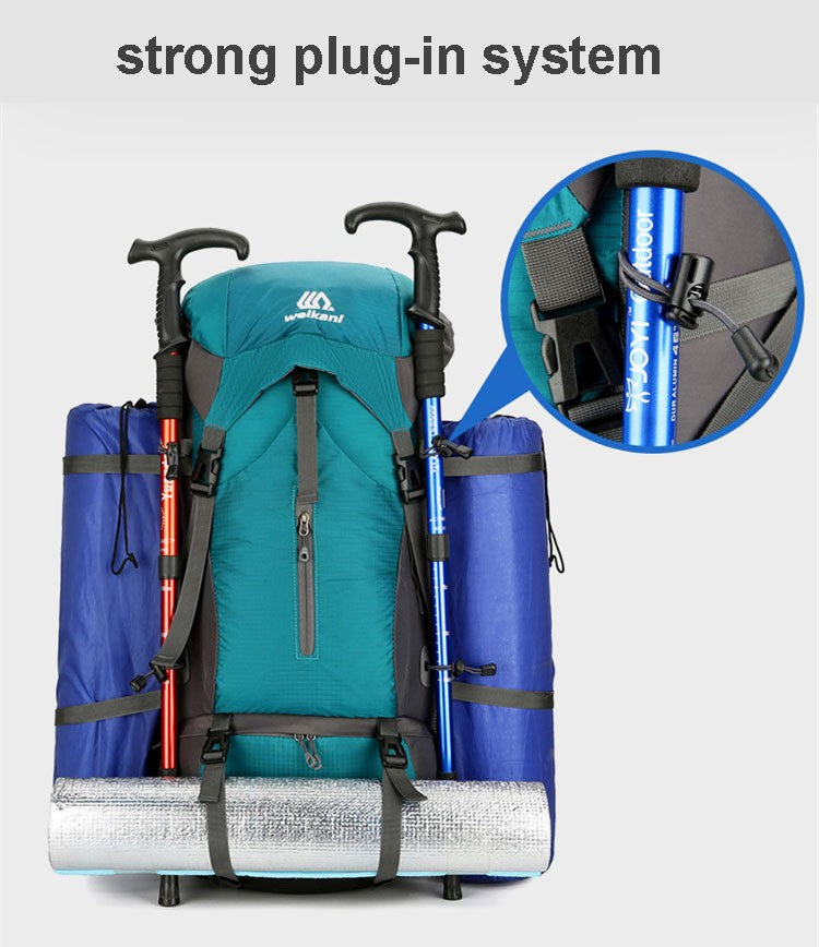 Mochila de acampamento em nylon 70L, bolsa de viagem com capa de chuva, mochila para caminhada ao ar livre, mochila de montanhismo, bolsas de ombro masculinas, bagagem