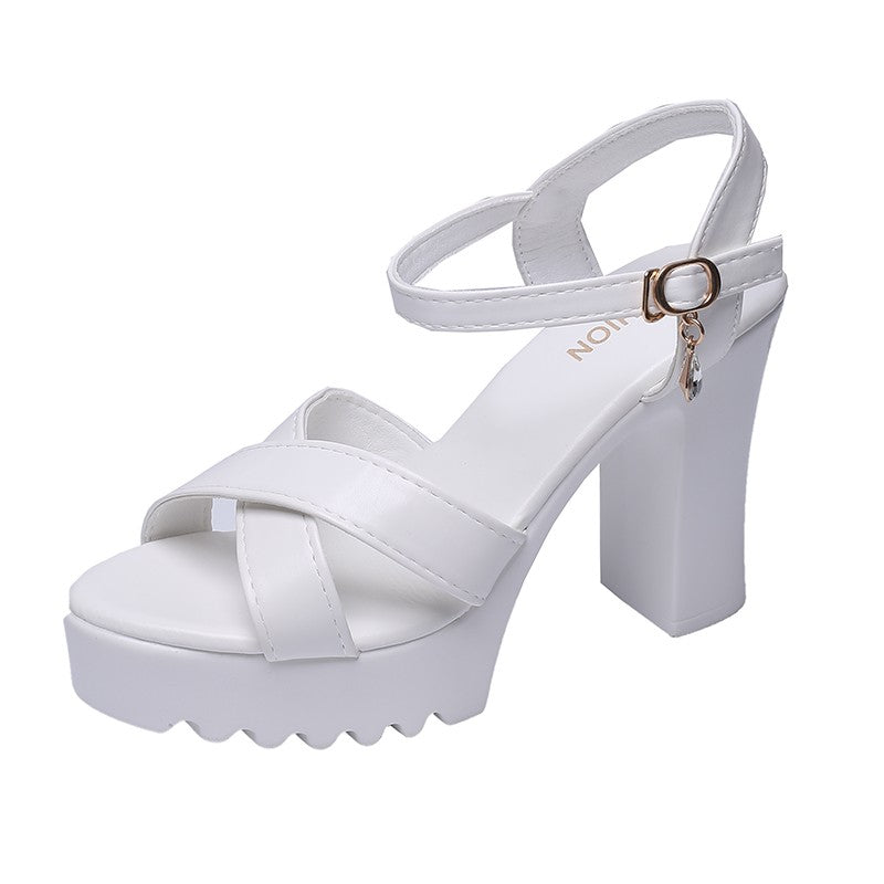 Women Fish Mouth Platform High Heels Wedges Buckle Sandals Shallow Hollow Open Toe Shoes Woman Party Footstep Office Pumps