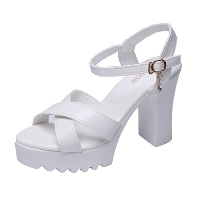 Women Fish Mouth Platform High Heels Wedges Buckle Sandals Shallow Hollow Open Toe Shoes Woman Party Footstep Office Pumps