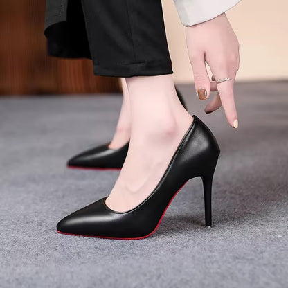 Sexy Fashion Red Sole Women's Pumps Matte Leather Stiletto Heels Shoes Classic Black Career Work Dress Shoes Ladies High Heels ?