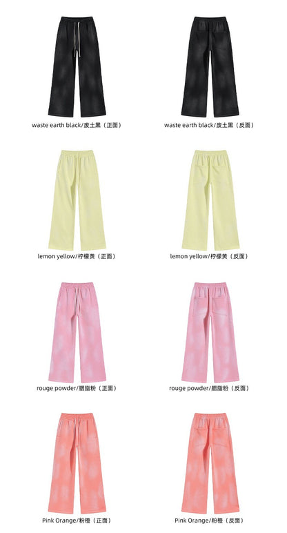 Autumn and winter 2024 new splash ink white spray-dyed loose plus velvet joggers