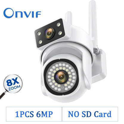 8MP 5G PTZ Dual Lens Camera Wifi IP Security Surveillance Dual Screen Video Full Color Night Vision Outdoor 6MP Cameras 8x Zoom