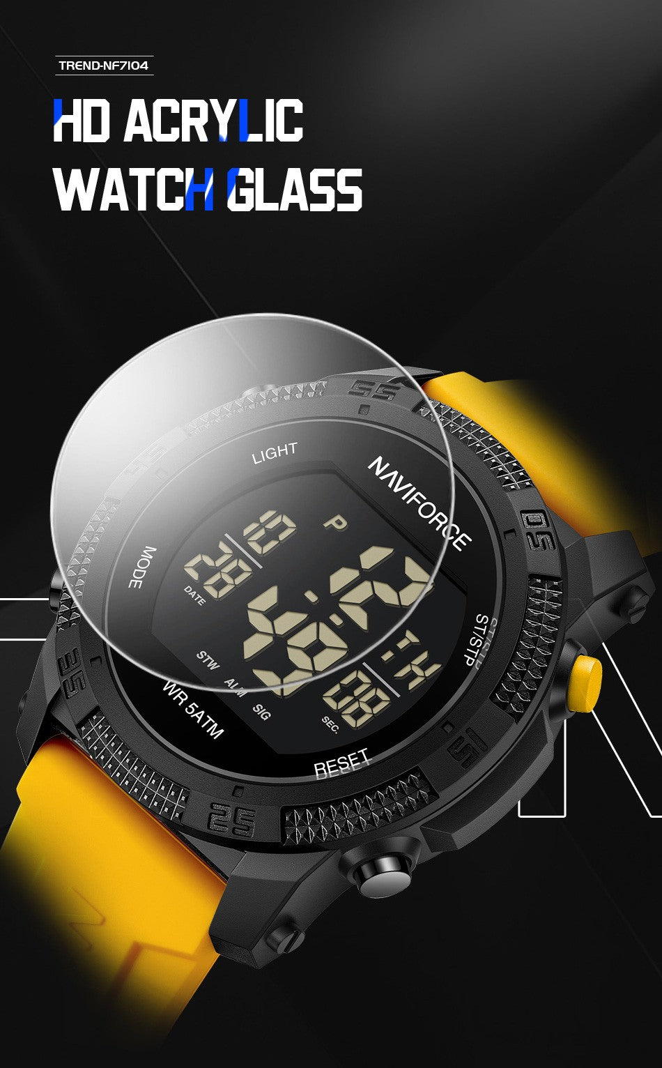 NAVIFORCE Brand Original Men Fashion Watch Water Resistant Personality Wristwatches Luxury Silicone Strap Electronic Clock 2024