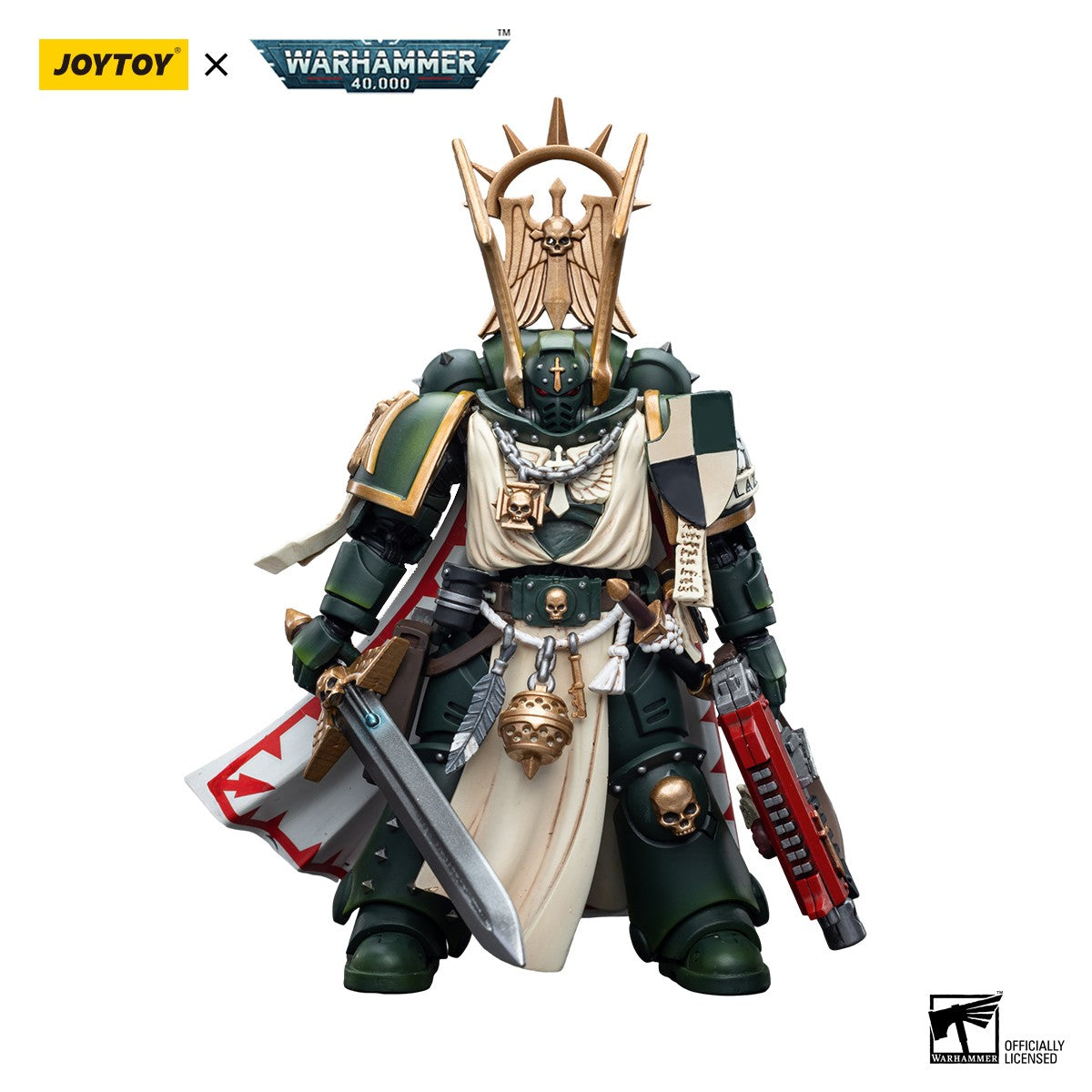 JOYTOY Warhammer 40k 1/18 Bonecos de Ação Anime 12cm Mestre Lazarus dos Dark Angels com Punho Potente