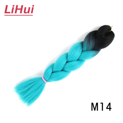 Cabelo Sintético Trança Jumbo 24 Polegadas Ombre Jumbo Extensão de Cabelo para Mulheres Tranças DIY Roxo Rosa Amarelo Cinza Lihu