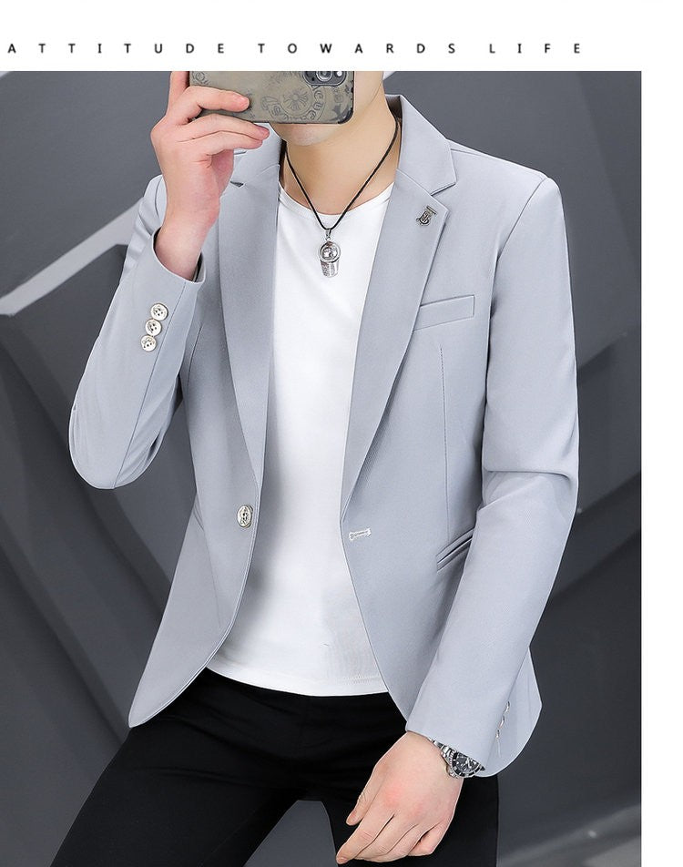 High-quality, fashionable, stylish, versatile and trendy business casual suit men's solid color fitted top