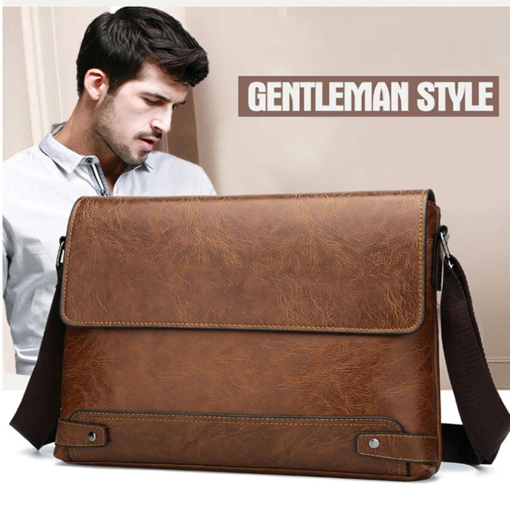 Briefcase For Men PU Leather Tote Boston Commuting Laptop Shoulder Executive Business Work Messenger Crossbody Side Designer Bag