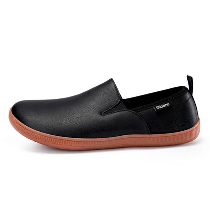 Oiaano  Wide Toe Men Minimalist Shoes  Comfortable Sneakers Leather Casual Shoes Black Slip On Leisure Loafers  Drive  Office