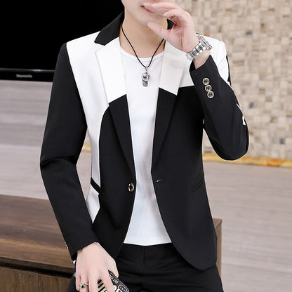 Blazer Men's Fashion Gentleman Business Outdoor Travel Color Matching Wedding Slim-fit Korean Trend Handsome Youth Casual Blazer