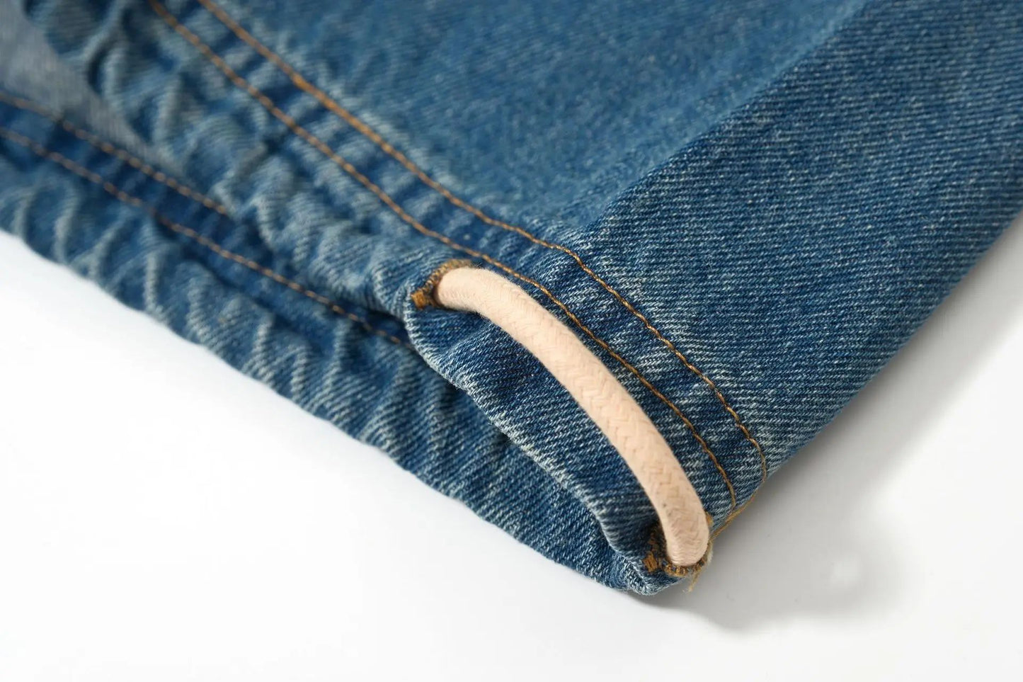 Cross-border Fog Essentials Men's Denim Straight-leg Pants American Style Washable Drawstring Elastic Waist Fit Bell Bottoms