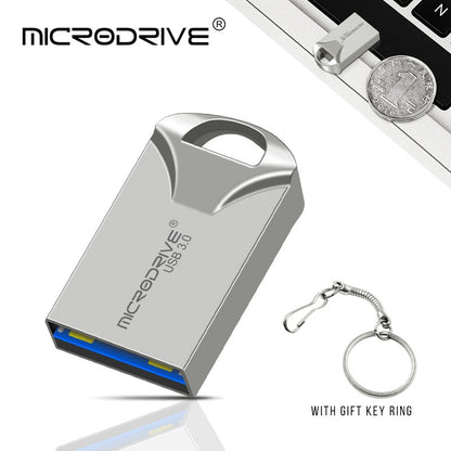 Pen Drive mini USB 3.0 128GB 64GB 32GB 16GB, memória flash de alta velocidade USB3.0, pequeno disco U com chaveiro