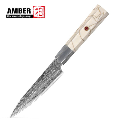 Conjunto de Facas de Chef, Conjunto de Facas de Cozinha Damasco Japonês de 6 Peças, Conjunto de Facas de Chef Profissionais de Aço Premium de 67 Camadas, com Cabo de Resina de Malha Branca