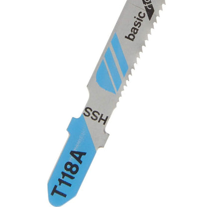 BOSCH 2608631013 T118A Serra Tico-Tico HSS para Metal, Curva, 5 Peças, 92mm, Corte Reto em Metal, Ferramenta Curva Fresada, Acessórios