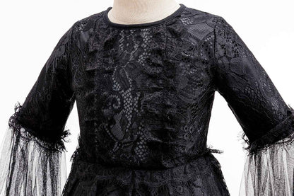 Halloween Costume Cartoon Maleficent Cosplay Dress Fancy Witch Disguise Robe Carnival Devil Queen Dot Tulle Frock