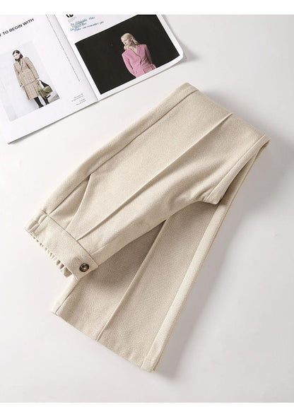 Faionable Thiened Woolen Flared Pants High Waist Casual Trousers for Women Autumn Winter New Sle Slimming Wide Leg Pants