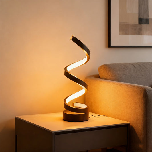 Modern Spiral Table LED Night Light Dimmable Table Lamp Living Room Bedside Lamp RGBW Study Office Bedroom Decoration
