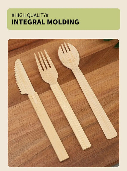 50/100Pcs Bamboo Spoon Fork Knife Natural Disposable Bamboo Tableware Set Forks Spoons Knives Party Wedding Bamboo Tableware