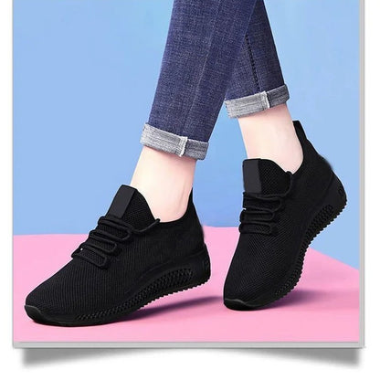 Tênis Feminino Primavera/Outono Moda Sólida Respirável Bico Redondo Casual Confortável Plataforma