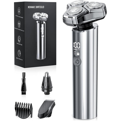 Electric Razor for Men Electric Shaver 3 Blade Rotary Shaving Machine Kit with Replacement Brush Trimmer Head