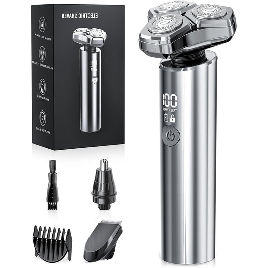 Electric Razor for Men Electric Shaver 3 Blade Rotary Shaving Machine Kit with Replacement Brush Trimmer Head