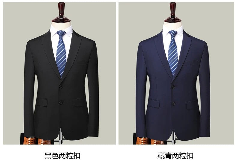 Blazer New Men's Fashion Business Solid Color British Style Professional Work Groom Wedding Dress Best Man Blazer Jacket