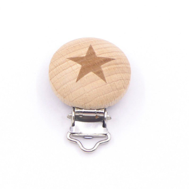 5 Piece wooden rainbow bear flower cart heart shaped bird elephant round star Clip Free DIY Baby Natural pacifier Chain Gift