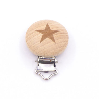 5 Piece wooden rainbow bear flower cart heart shaped bird elephant round star Clip Free DIY Baby Natural pacifier Chain Gift