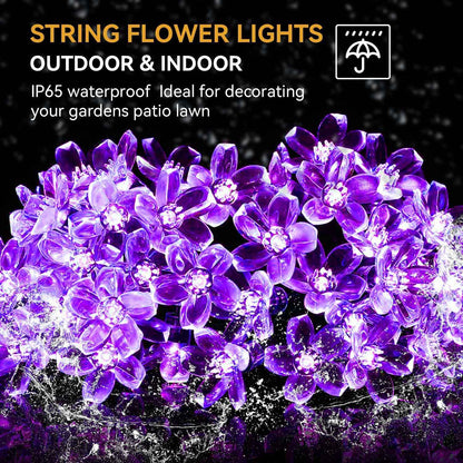 Solar Led String Lights Outdoor Cherry Flowers String Lights With 8 Modes Lighting Camping Garden Christmas Decor Solar Lamp