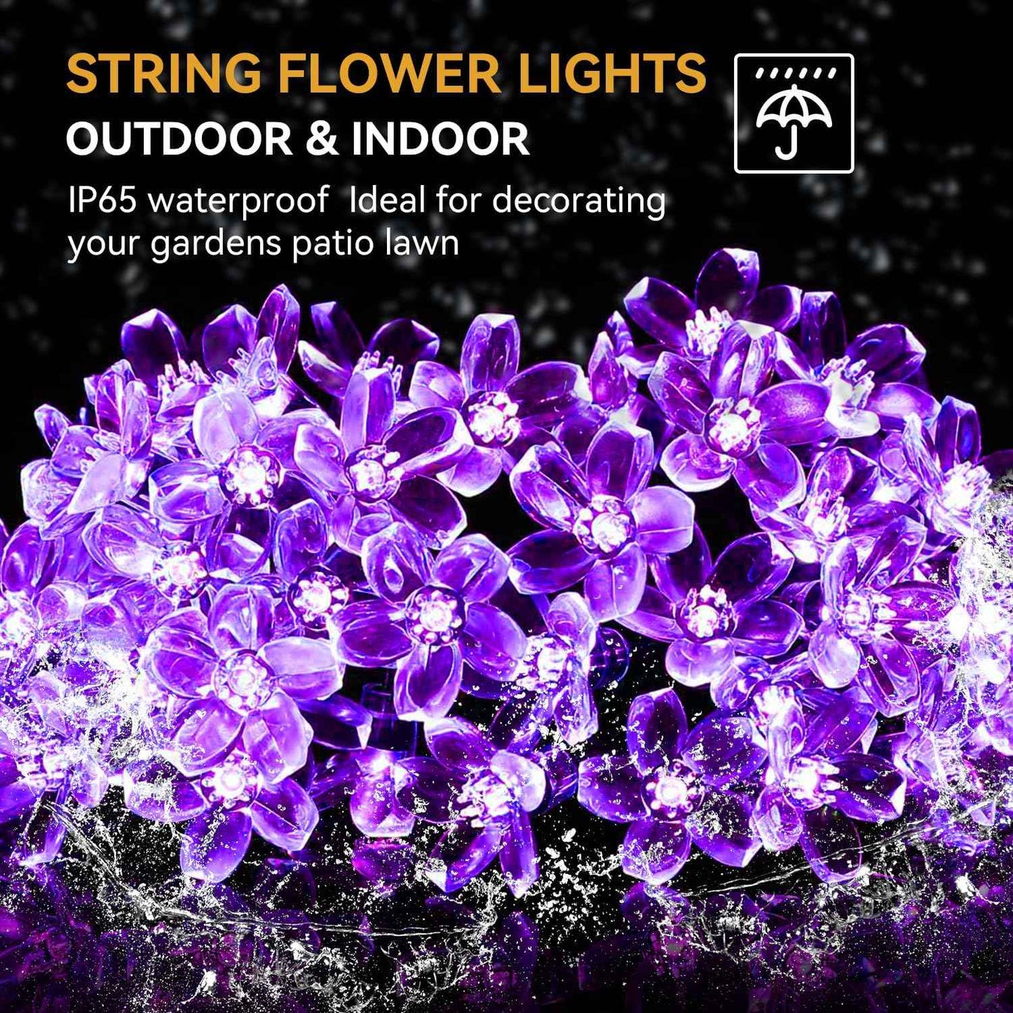 Solar Led String Lights Outdoor Cherry Flowers String Lights With 8 Modes Lighting Camping Garden Christmas Decor Solar Lamp