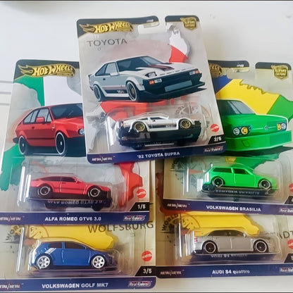 Hot Wheels Premium Car Culture World Tour 1/64 Diecast Volkswagen Golf Brasília Audi S4 Quattro Alfa Brinquedo Veículo Modelo