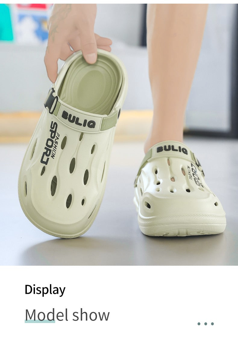 A Pair of Men's New Clogs, Summer New Wear-Resistant, Non-Slip Sports Beach Shoes, Soft-Soled Comfortable Men's Shoes for Driving