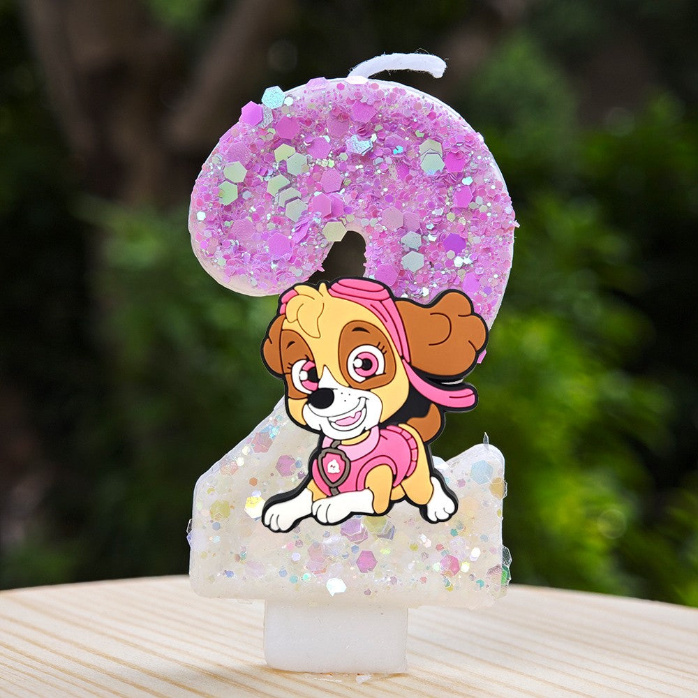 Paw Patrol Candle 0-9 Number Candle Paw Patrol Cartoon Character Party Cake Plug-in Birthday Cake Decoration Baby Shower Gift