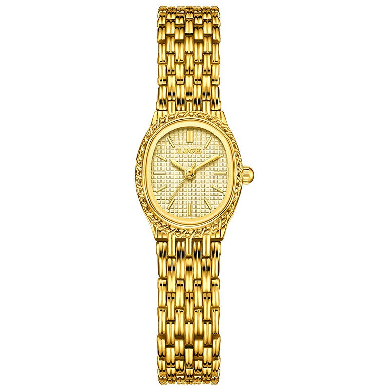 LIGE Golden Women Wristwatch Small Dial Ladies Gold Watch Bracelet Jewelry Quartz Lady Watch Compact Stylish Luxury Women Watch