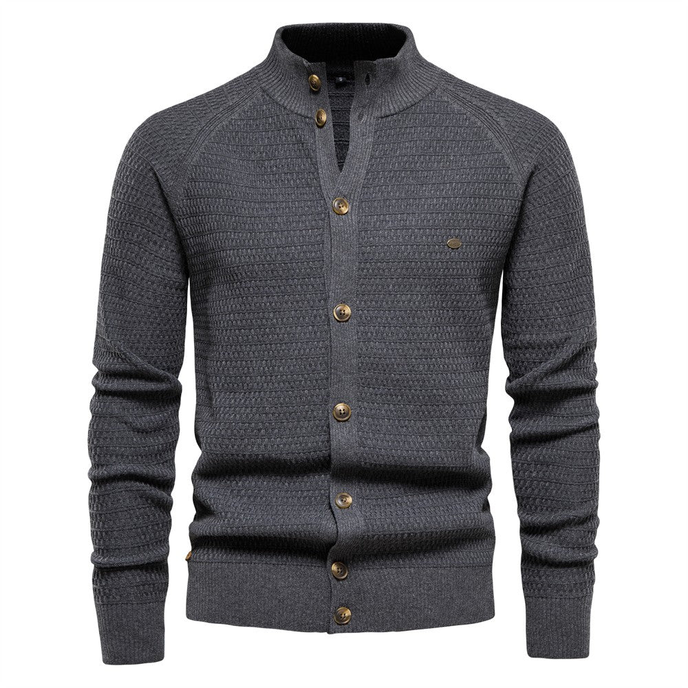 AIOPESON Knitted Mens Cardigan Cotton High Quality Button Mock Neck Sweater for Men New Winter Fashion Designer Cardigans Men