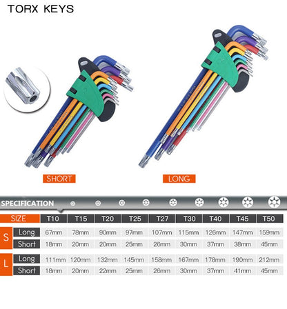 Conjunto de Chaves Soquete Allen 1.5-10mm Chave Torx Estrela Dupla-Ponta L Colorida Chave Allen Hexagonal com Ponta Esférica Ferramentas Manuais de Reparo Chave Universal