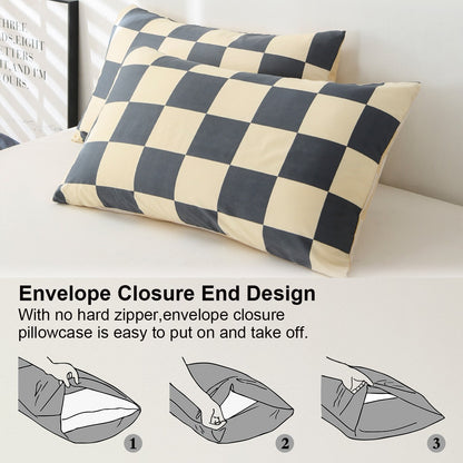 3pcs Checkered Pattern Print Duvet Cover Set, Soft Skin-Friendly Bedding Set Includes 1 Duvet Cover And 2 Pillowcases