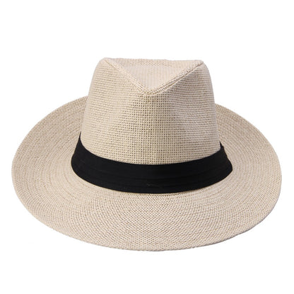 Chapéu de Sol Fedora de Verão Casual Unissex Moda Praia Aba Larga Jazz Chapéu Panamá Palha de Papel Boné Feminino Masculino Com Fita Preta