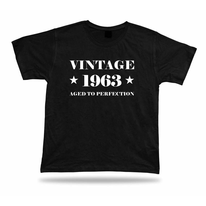 Printed T shirt tee vintage 1963 aged happy birthday present gift idea original