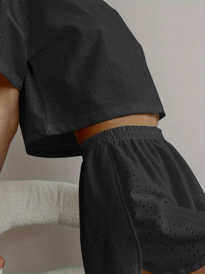 Solid Casual Pajamas For Women Two Pieces Sleepwear Women's Pajama Shorts Loungewear Sets Nightwear Female Home Suit Clothes