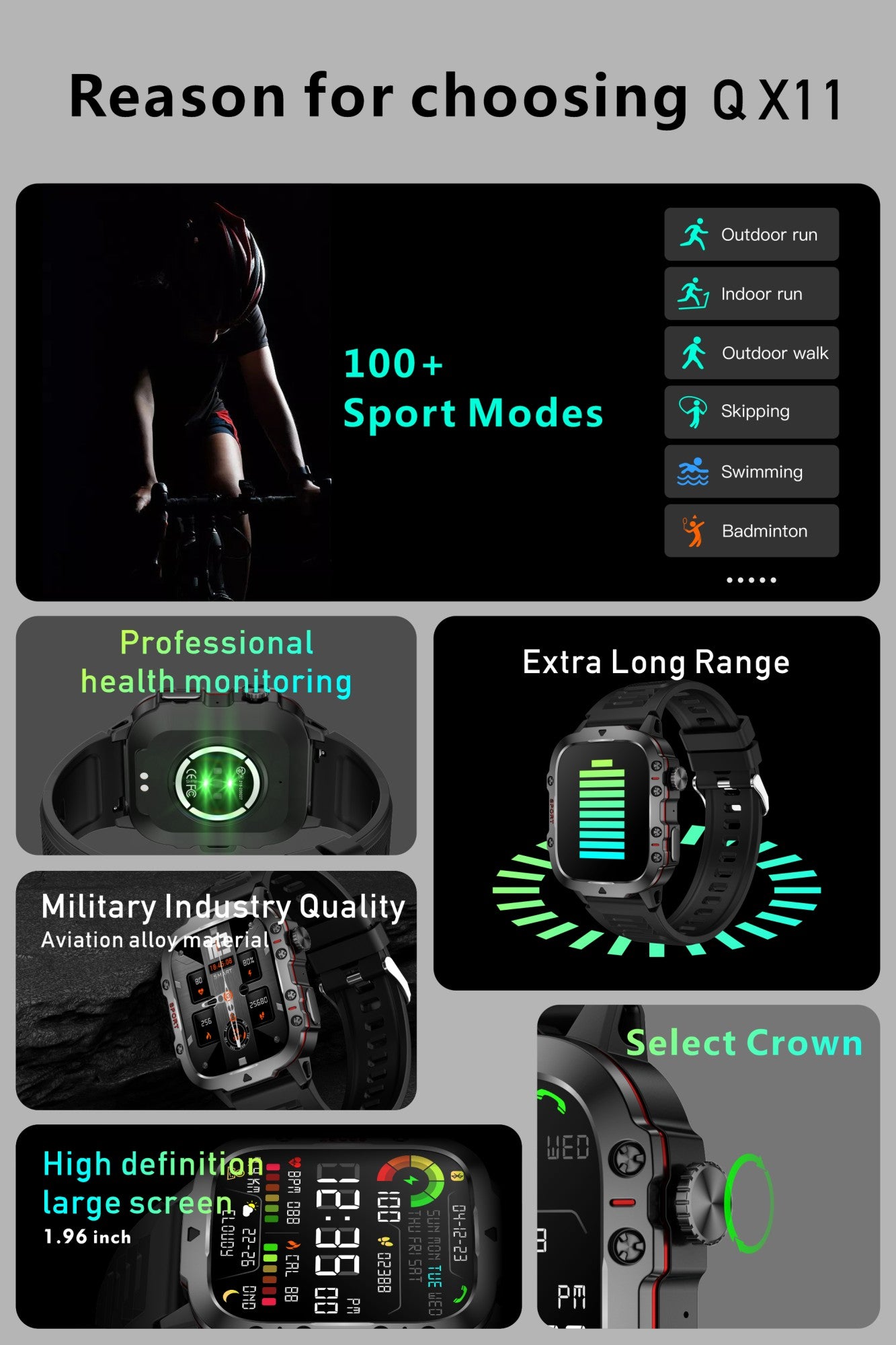LIGE Outdoor Smart Watch Men 2.01" Screen 3AT Waterproof Watches Bluetooth Call Ai Voice Sport Smartwatch For Android Xiaomi IOS