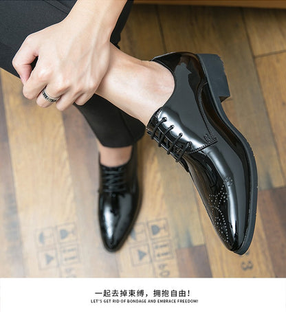 High Quality Green Men Oxfords Shoes Pointed Formal Shoes Man Patent Leather Shoes Lace-Up Business Dress Shoes Men Big size 48