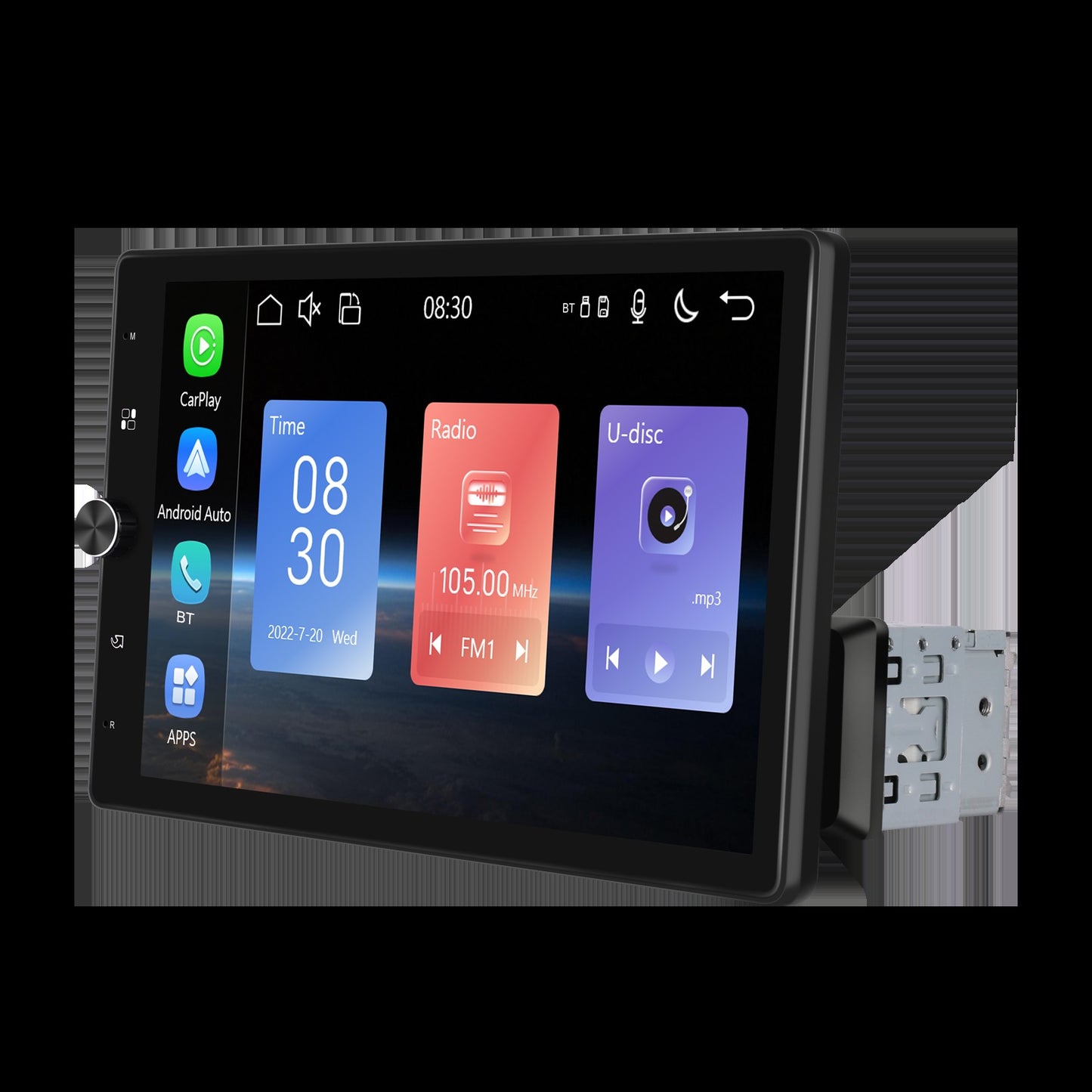 Podofo 10.4" Wireless CarPlay MP5 Player 1din Universally Rotation Car Multimedia Player Wireless Android Auto Car Radio Stereo