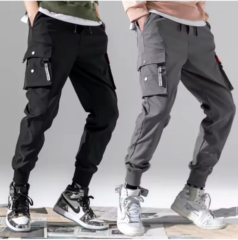 Men's Loose Multi Pocket Jogging Pants,Male Street Style Waist Drawstring Work Pants Suitable for Outdoor Fitness and Vacation