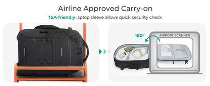 BAGSMART 17" Wheeled Laptop Backpack 40L Carry-On Water-Resistant Rolling Trolley Bag for Travel Work College Men Women