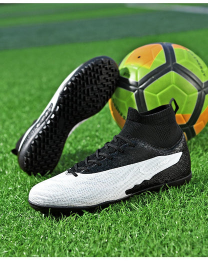 New Men Sport Soccer Shoes Training Boys Football Boots Outdoor Adult Long Spikes Non Slip Cleats Breathable Match Comfortable