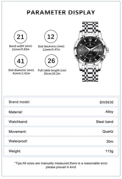 LIGE Brand BANGWEI Quartz Man Watch Fashion Stainless Steel Band Business Luxury Diamond Waterproof Calendar Watches for Men+Box