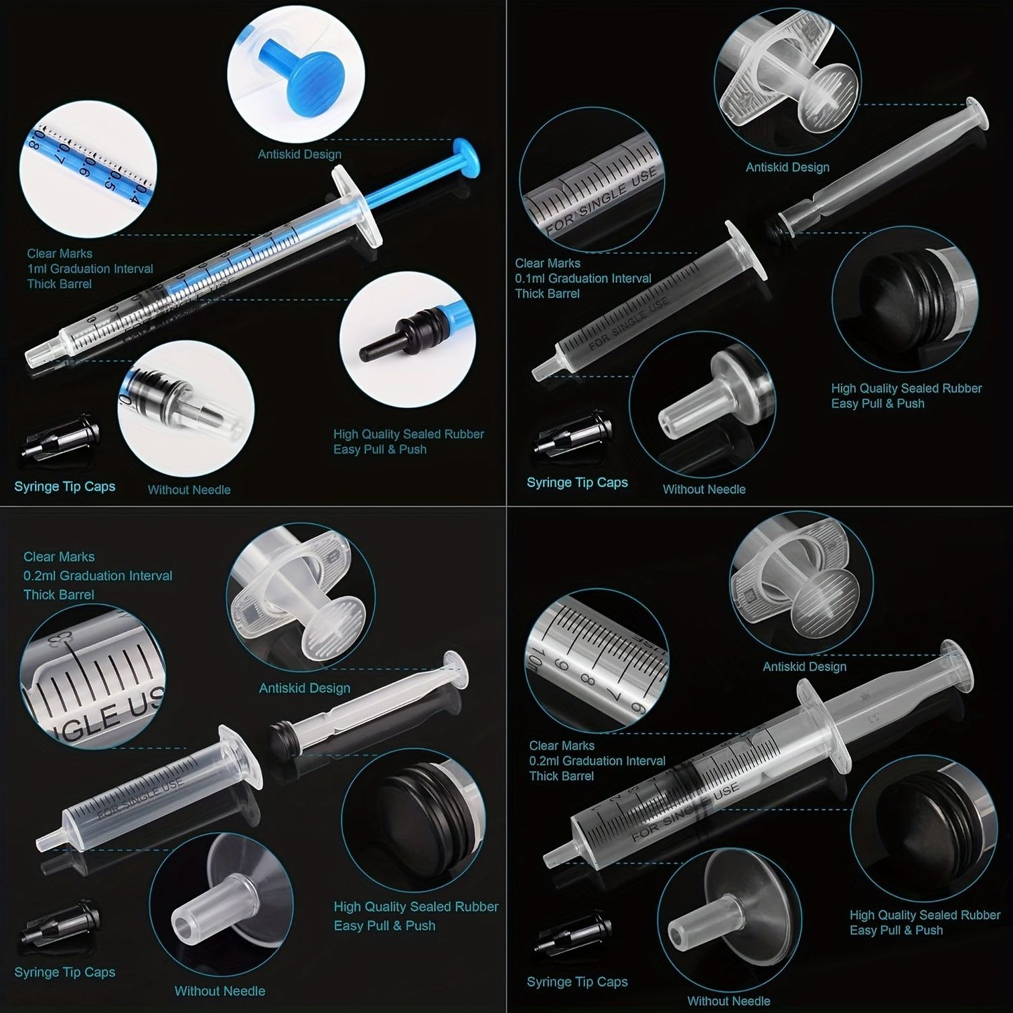 20 Unidades de Seringas de 1ml/3ml/5ml/10ml com Tampa para Cola, Dispensa e Medição de Líquidos, Alimentação de Animais de Estimação, Recarga de Cartuchos, Etc.