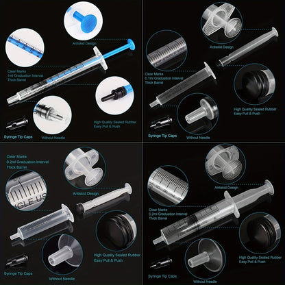 20 Unidades de Seringas de 1ml/3ml/5ml/10ml com Tampa para Cola, Dispensa e Medição de Líquidos, Alimentação de Animais de Estimação, Recarga de Cartuchos, Etc.
